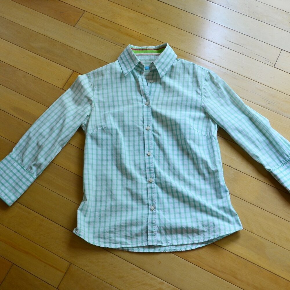J. MCLAUGHLIN 100% Cotton Checker Shirt Blouse Top Size 4